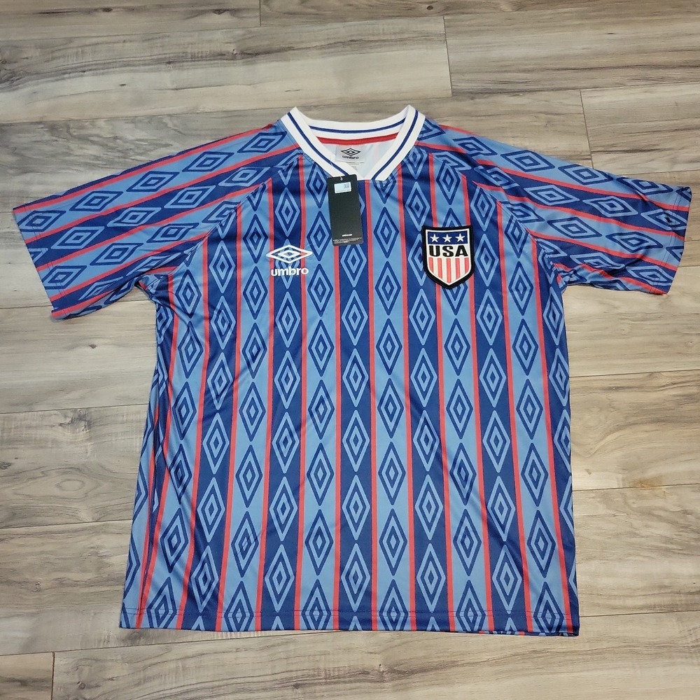 Umbro USA Retro Soccer Jersey Men Large Blue Blokecore Y2K Football Shirt NWT - Picture 2 of 10